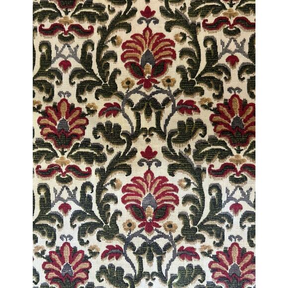 Vintage House 'N Home Fabrics Draperies 2 yds 8” White Green Floral Medium Weigh - Picture 5 of 9